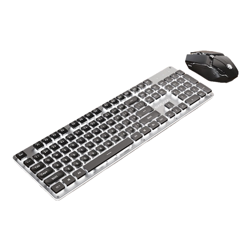 EWEADN GX710S Mechanical-Feel Wired Keyboard, Wireless Office Desktop Computer Laptop 104-Key Mouse Set, Low-Profile Membrane Gaming E-Sports Mouse Peripherals