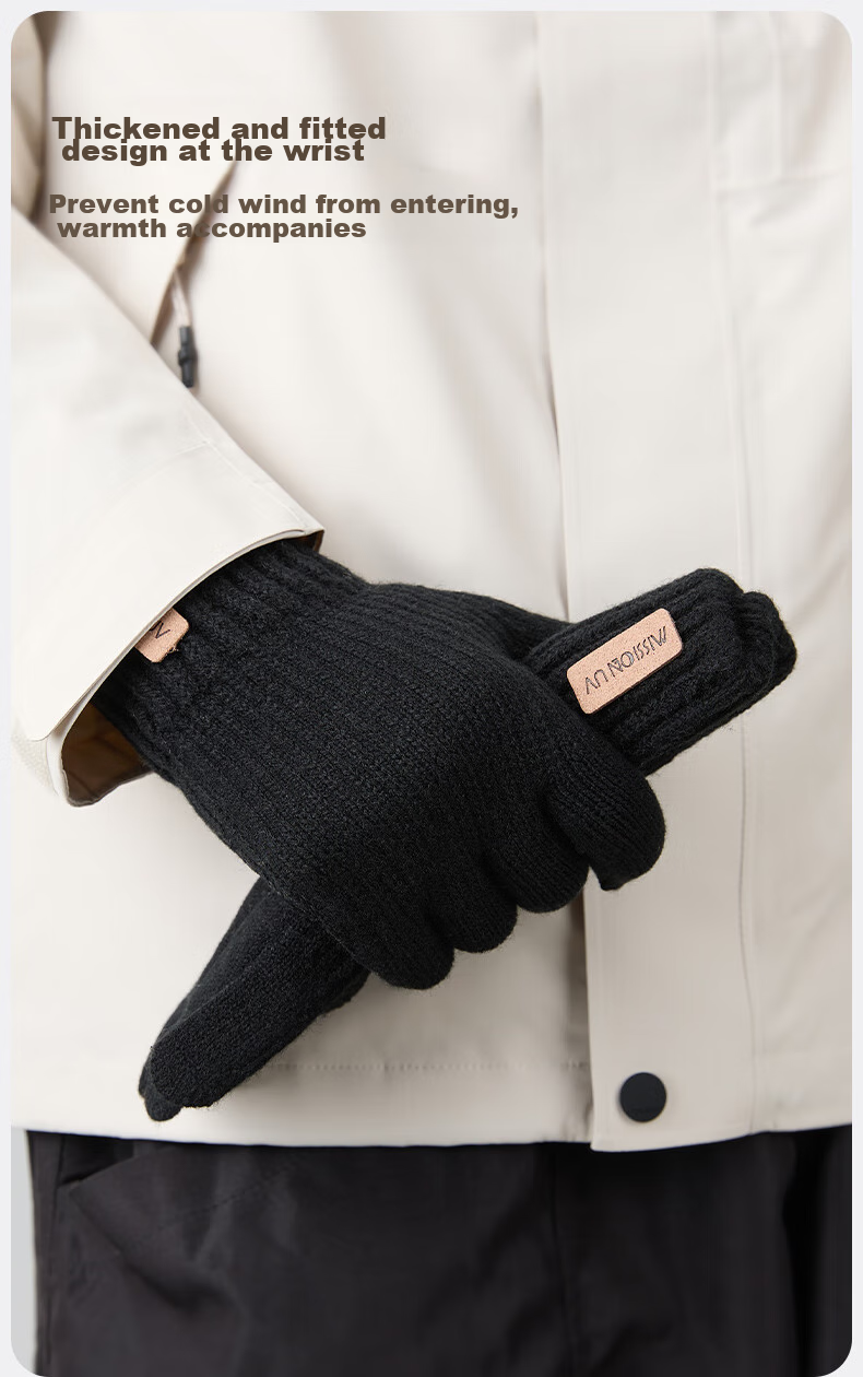 MISSION UV Warm Gloves for Men, Thick Winter And Autumn Outdoor Cycling Driving Anti-Cold Touchscreen Compatible Knitted Gloves 8