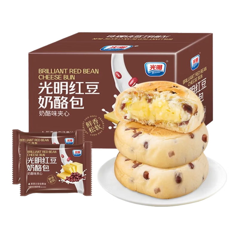 光明红豆奶酪包乳酪包400g*箱 网红夹心面包蛋糕早餐吐司零食代餐