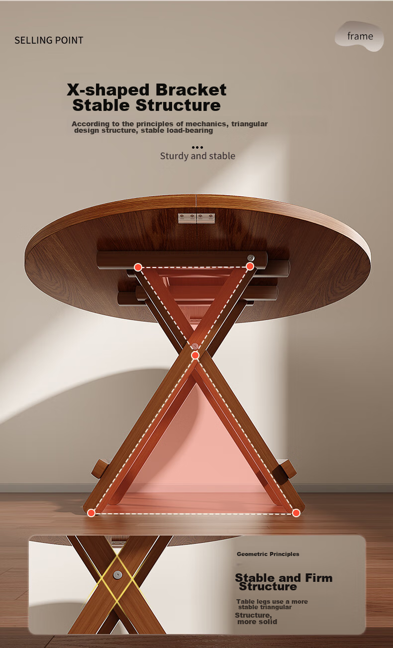 Chibailun Folding Table, Home Folding Dining Table, Compact Round Table for Small Apartments, Simple Portable Small Table 9