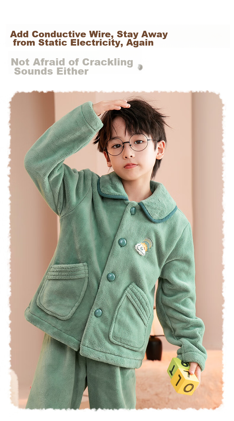 Fenteng Children's Pajamas for Boys, Anti-Static, Thickened Double-Sided Fleece, Warm, Big Kids' Loungewear Q9FJ257940359 12