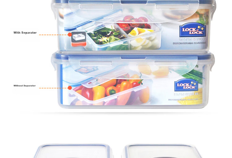 Lock & Lock Plastic Food Storage Containers Set of 2 with Divider, Airtight Lunch Boxes with Lunch Bag, 1000ml*2 16