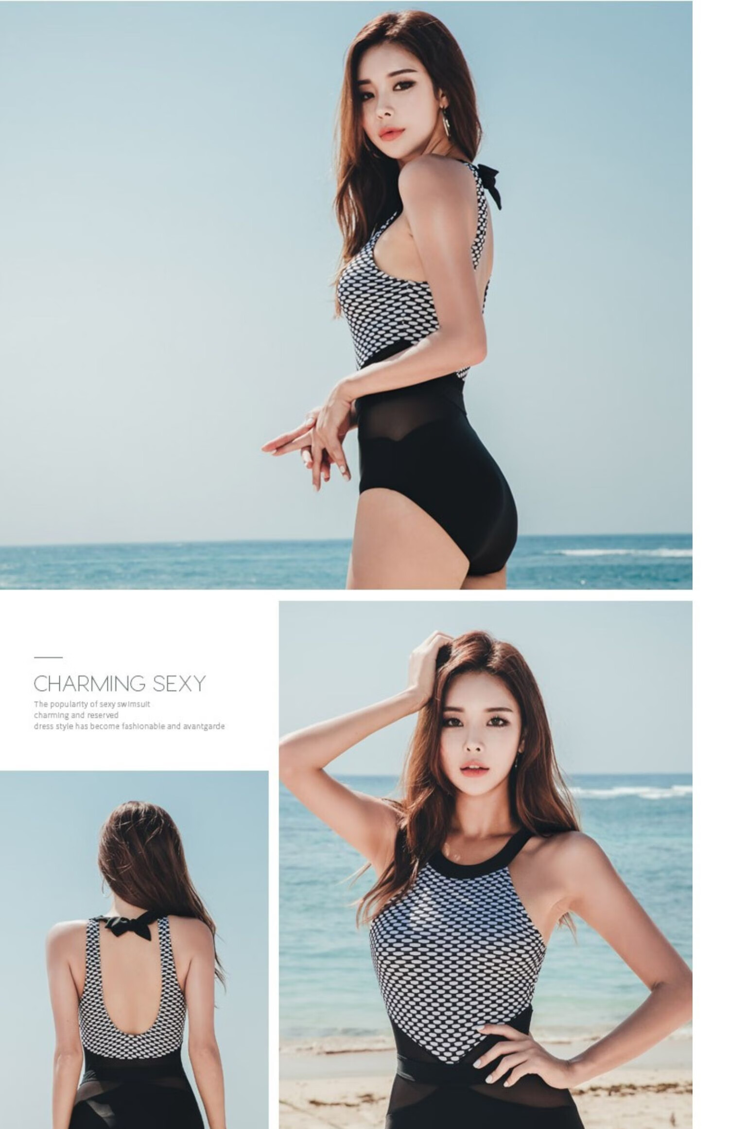 DK Swimsuit for Women, Sexy Slimming Tummy-Covering Conservative One-Piece Black And White Small Chest Push-Up Swimwear for Hot Springs 18