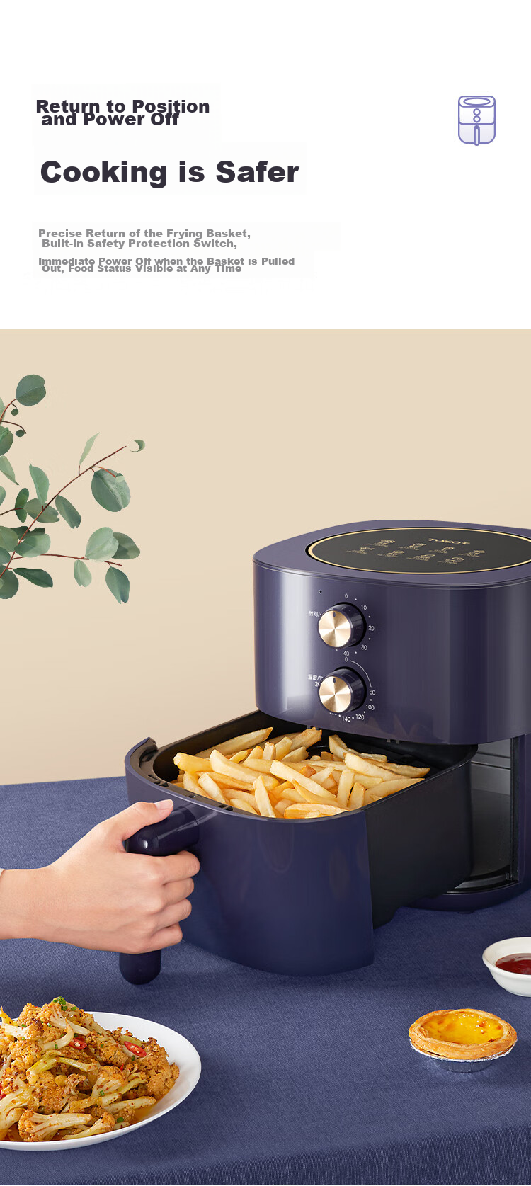 TOSOT Gree Air Fryer, 5L Large Capacity, Precise Temperature Control, Tender Frying, Fully Automatic, Multifunctional, Home Use, Easy to Clean, Oven Air Fryer 0502 13
