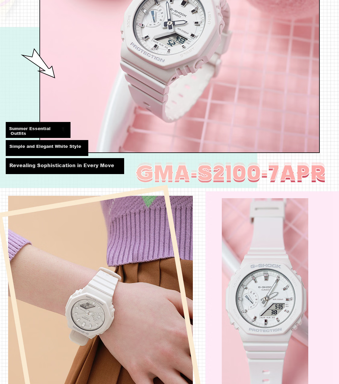 Casio Women's G-SHOCK Sports Watch, Electronic Smart Watch for Students, Japanese And Korean Style, Gift for Girlfriend, GMA-S2100 6