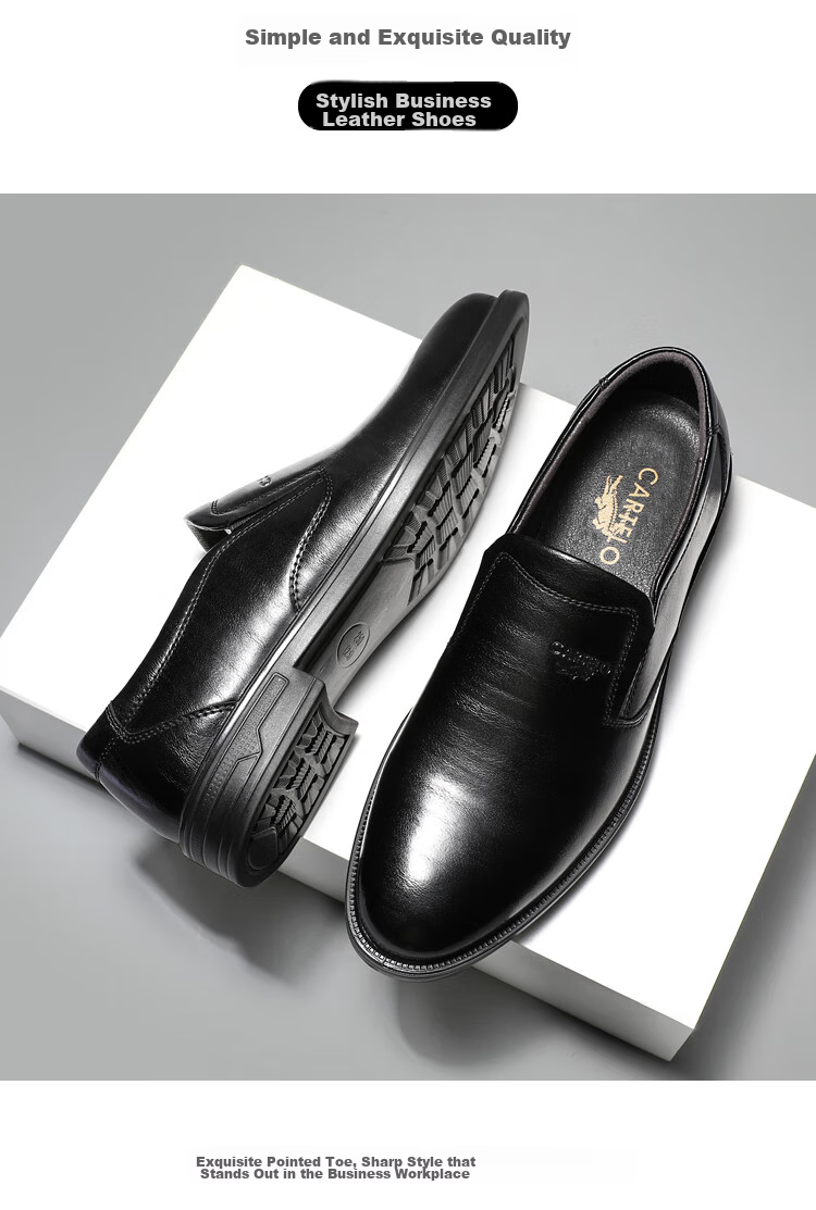 CARTELO Leather Shoes for Men, Business Casual Genuine Leather New Style Formal Soft-Soled Height-Increasing Derby Shoes for Autumn And Winter, Breathable Soft Leather Wedding Shoes 16