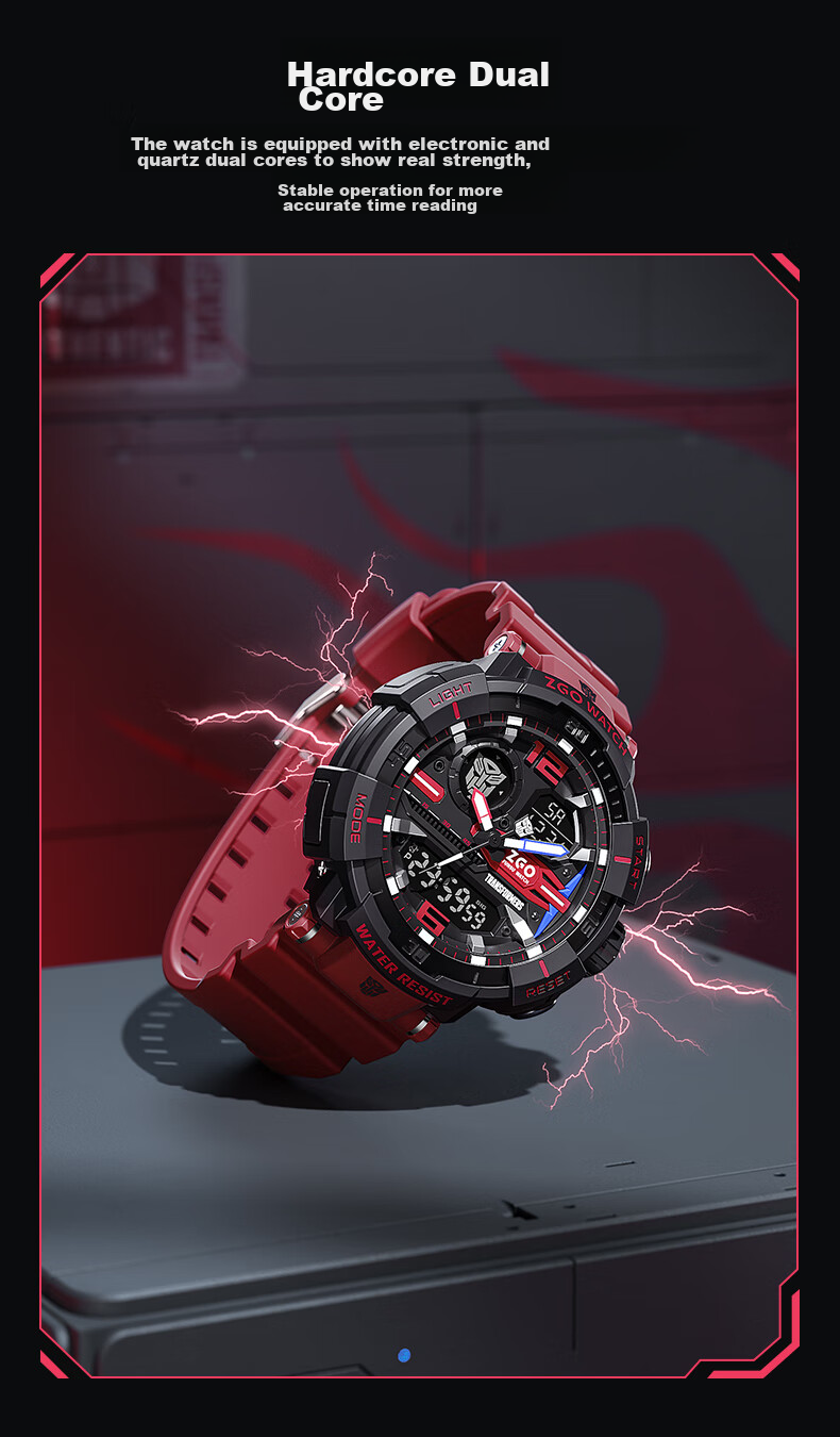 ZGO Birthday Gift Electronic Watch for Men, Students, Middle And High School Teenagers, Multifunctional Sports Watch 8981 Red 10