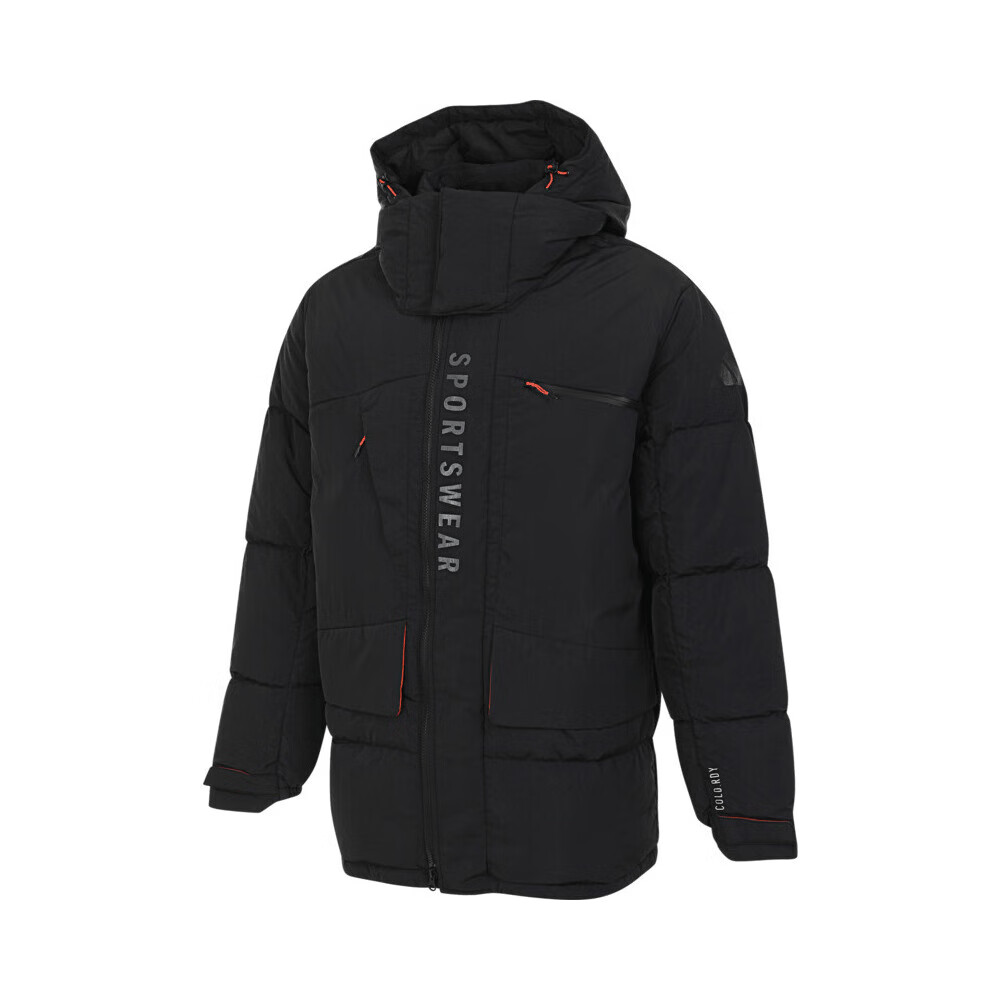 Adidas Men's Winter Regular Duck Down 600 Fill Power Hooded down Jacket, Black, JM4616, Size L