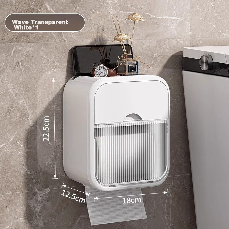 MUYA Toilet Paper Holder, Wall-Mounted without Drilling, Tissue Dispenser Box