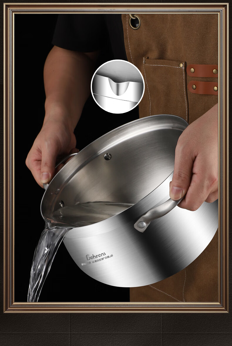 Beilunsi 304 Stainless Steel Soup Pot, Thickened Double-Handled, for Home Use on Gas Stove And Induction Cooker, for Stewing And Making High-Soup Pot with Steamer, 24CM 12