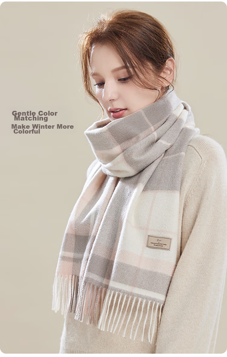 JIUMU 100% Cashmere Scarf for Women, Autumn And Winter Shawl, Warm Neck Wrap, Gift for Girls, National Day Birthday Present, Gift Box Set 7