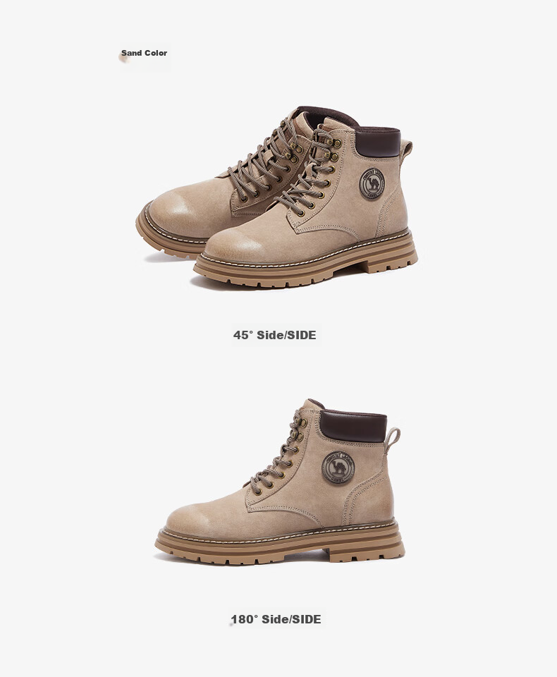 CAMEL [Shanze] Men's Yellow Boots, Fashionable Martin Boots, Casual Work Boots, L14W307636, Gray, Size 39 37