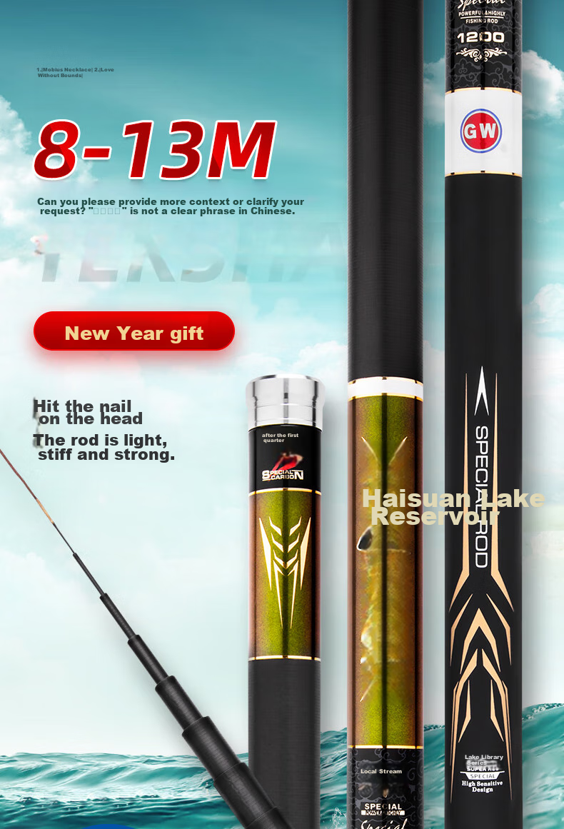 GW Hainian Lake Reservoir Long Rod, 9 Meters Fishing Rod, Ultra-Light And Ultra-Hard Carbon Fiber Platform Fishing Rod, Long Section Groundbait Rod, Hand Rod Fishing Rod 1