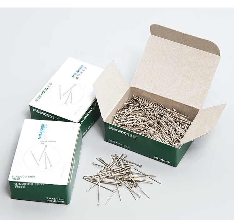 SUNWOOD Nickel-Plated Large Head Pins/fixed Pins/pearl Pins/positioning Pins, 50g/box, Pack of 10 Boxes, 8062 7