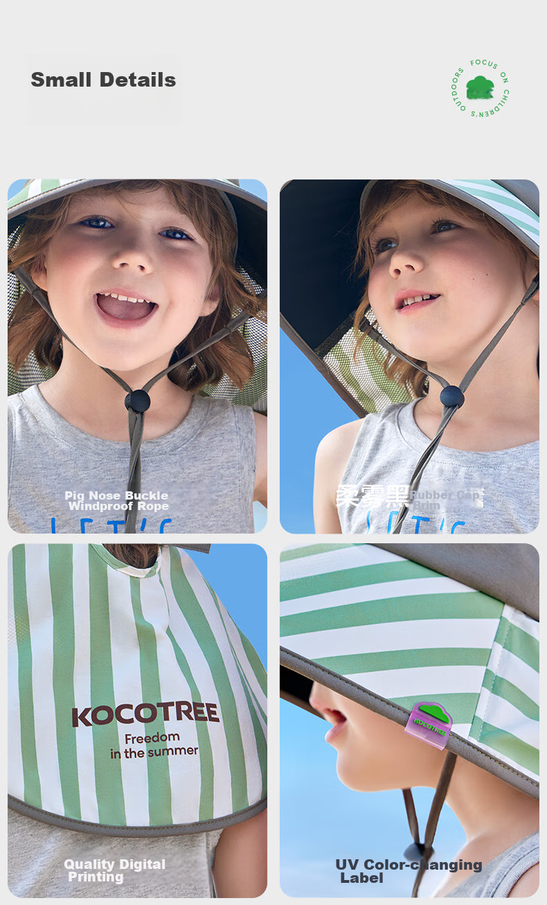 Kocotree Children's Sun Protection Hat, Open-Top Fisherman Hat, Boys' Sun Hat, Baby Cap, Wide-Brimmed Shawl 17