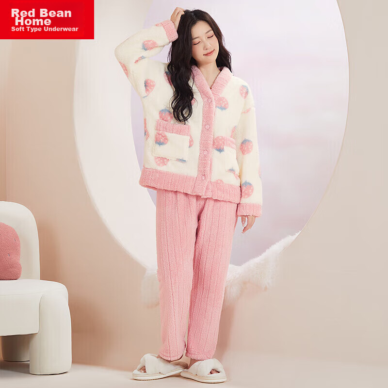 Домашний костюм Hodohome женский, утепленный, с длинными рукавами, коралловый флис, осень-зима