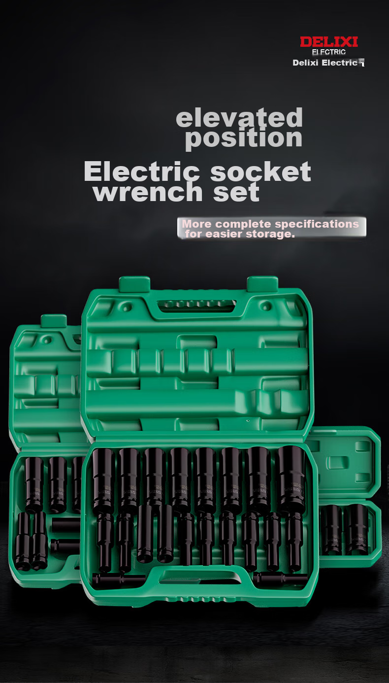 Delixi Electric Wrench Socket Set Extended Complete Electric Wrench Impact Socket Head Tool Kit 1