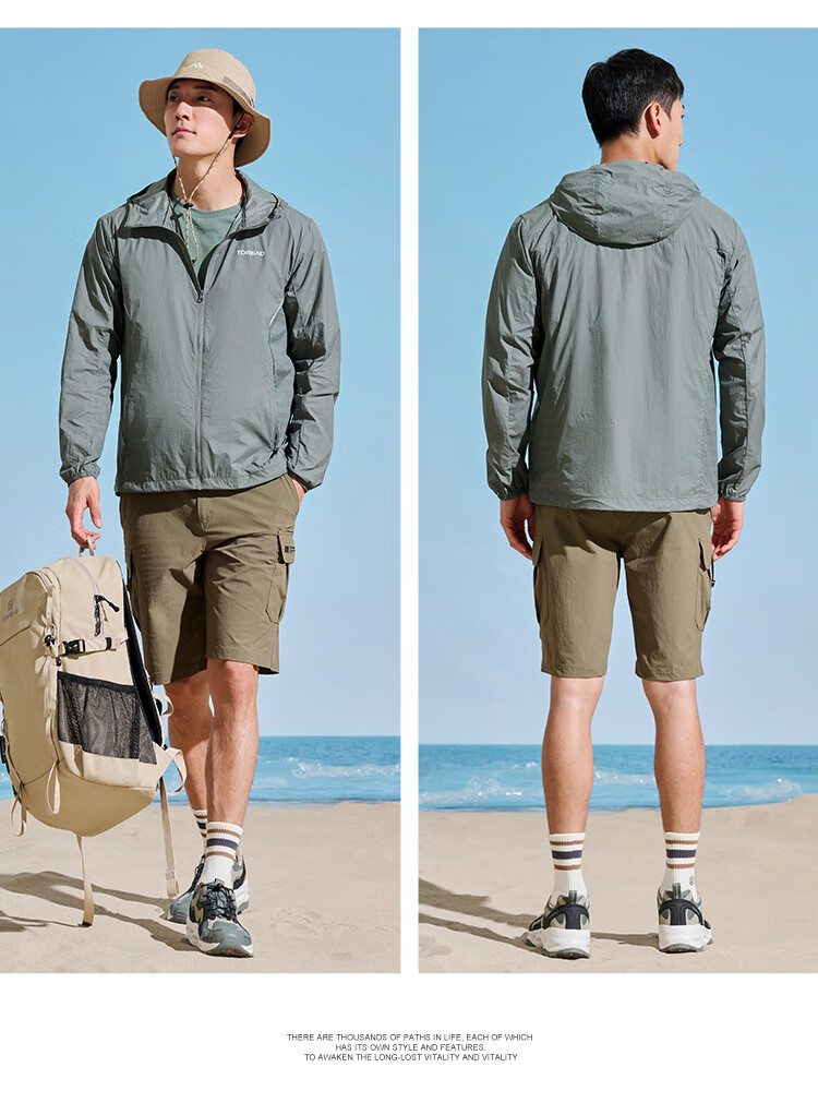 TOREAD Sun Protection Jacket for Men, Outdoor Water-Repellent UV-Resistant Skin Coat, Lightweight Breathable Sun Protection Clothing TAZZCM81305 45