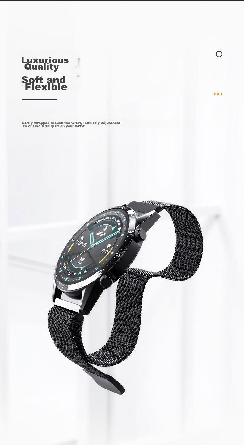 CangHua Compatible with Huawei Watch Straps GT7/GT7Pro/GT6/GT6/GT5/GT4/GT3/watch6/5/4Pro/3 Milanese Metal Magnetic Men's Watch Band, Silver 9