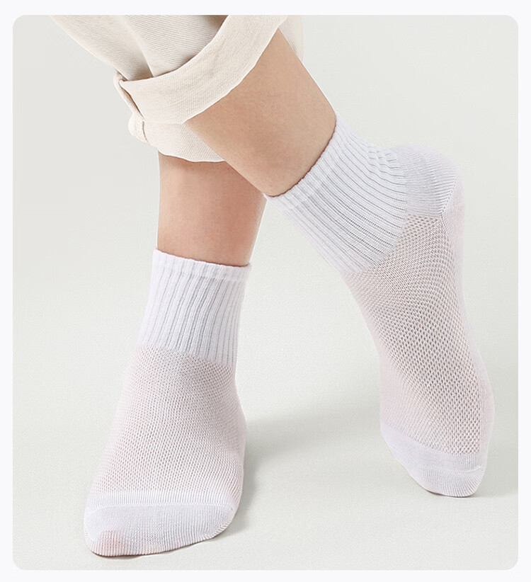 LangSha Children's Socks, Boys' Summer Thin Mesh Breathable Mid-Calf Socks, for Older Children And Students, White Socks 18