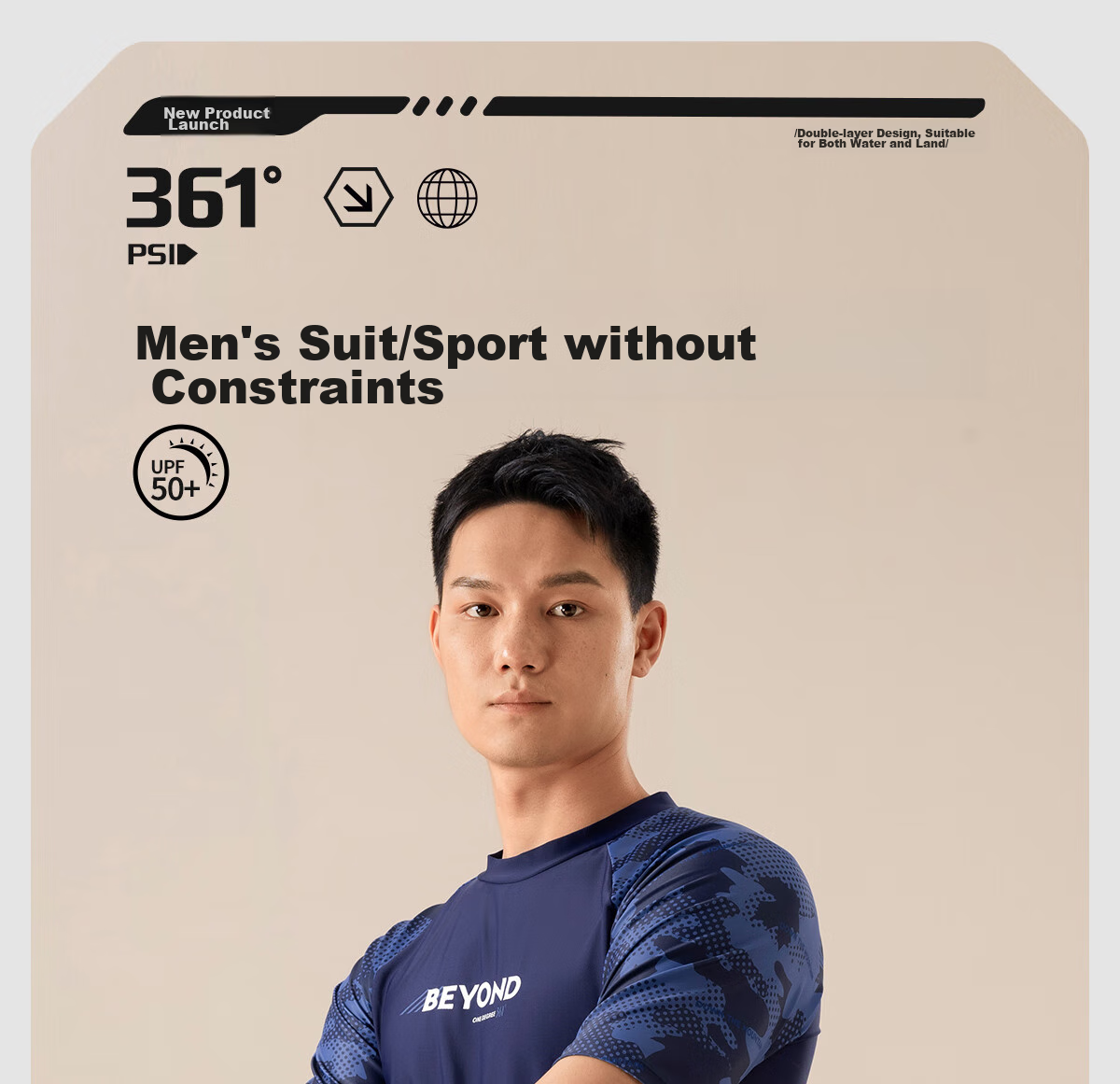 361° Men's Swimwear Set, 2-Piece Swimsuit, Full-Body Professional Sports Square-Leg Double-Layered Shorts, Swimming Equipment 2