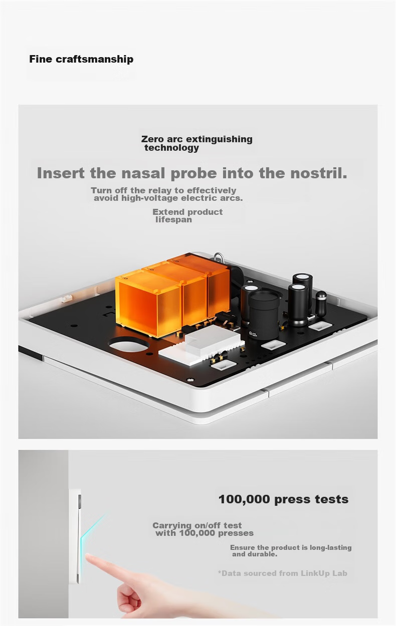 Linptech Smart Screen Switch E2 Lite Customizable Button Names Integrated with Mijia APP Zero Fire Three-Button White 13