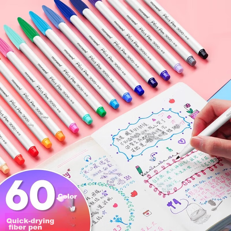 Monami New P3000 Fiber Pen, Water-Based Pen, Colorful Gel Pen, Watercolor Pen, Outlining Pen, Journal Pen, 6-Color Set - Garden Series 04009Z06-G Watercolor Pe