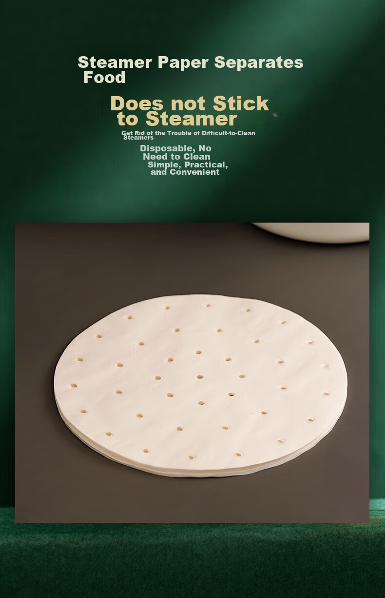 MEIJINJIA Steamer Paper, 30cm*100 Sheets, Disposable Food-Grade Paper for Buns And Steamed Buns, Non-Stick Household Steamer Liner Paper, Round Shape 8