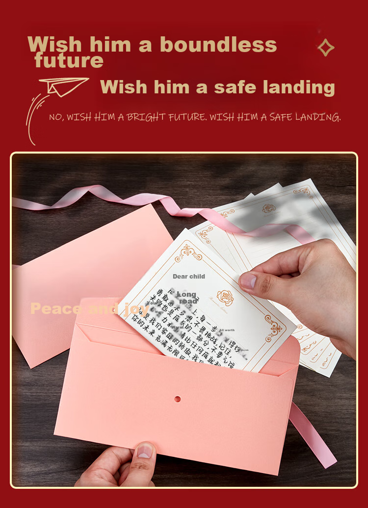 Kingdee Greeting Card with Dream-Themed Envelope And Ribbon, 18-Year Adult Graduation Envelope And Letter Set, Inspirational High School Entrance Exam And College Entrance Exam Encouragement, Golden List, Hundred-Day Oath-Taking Ceremony 9