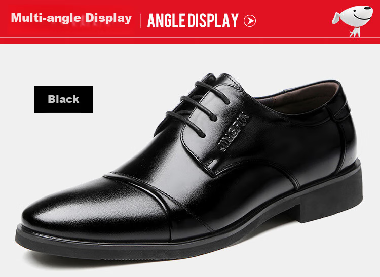 EGCHI Men's Leather Shoes, Business Formal Shoes, Comfortable Low-Top Lace-Up Leather Shoes, J3667, Black, Size 39 21