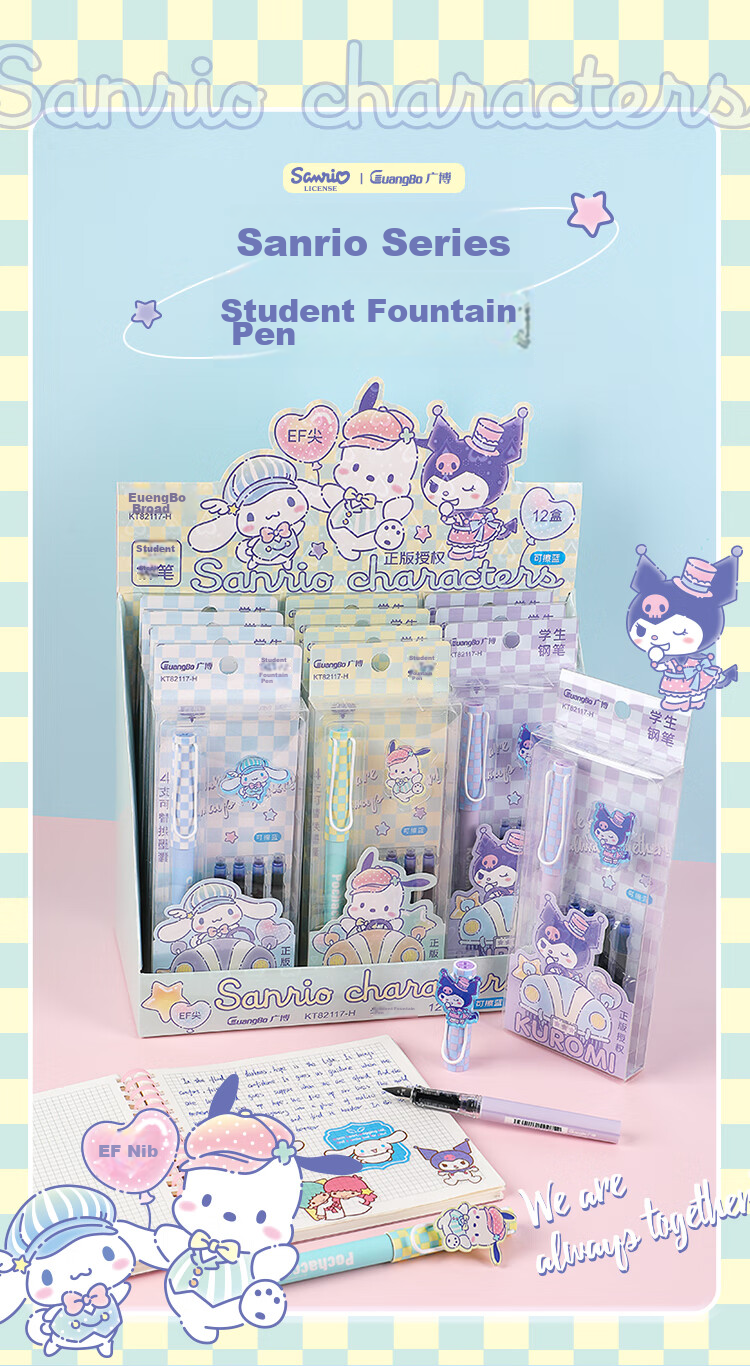 GuangBo Thermal Erasable Fountain Pen, Sanrio Collaboration Little Clown Fish Elementary School Student Handwriting Practice Posture-Correcting Ink Pen F Nib [Blue Packaging], Back-To Stationery KT82151-H 1