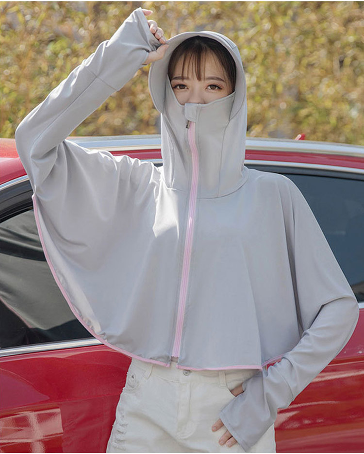 GLO-STORY Sun Protection Clothing for Women, Long-Sleeve Hooded UV-Resistant Jacket, Outdoor Anti-UV Shawl, WST114059 23