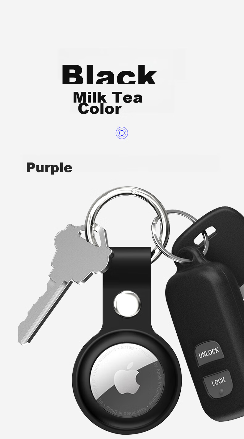 Masentek Airtag Protective Case, Anti-Loss Locator, Silicone Waterproof Full-Coverage Soft Shell, Shockproof Tracker Keychain Ring with Accessories, Children's Pet Collar 9