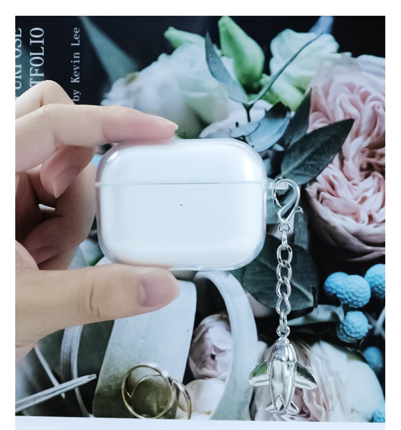 ESCASE AirPods Third Generation Protective Case, AirPods 3 Protective Cover, Apple Wireless Bluetooth Earphone Shockproof Case, Dustproof Transparent Silicone Case, Bare Phone Aesthetic + Airplane Pendant 14