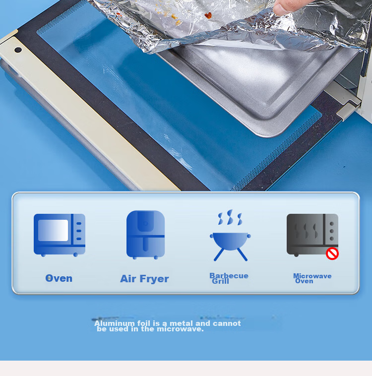 YOUAO Thickened And Widened Aluminum Foil, 45cm*30m*15mic, Sliding Knife Style, Air Fryer Paper, Barbecue Baking, High Temperature Resistant 10