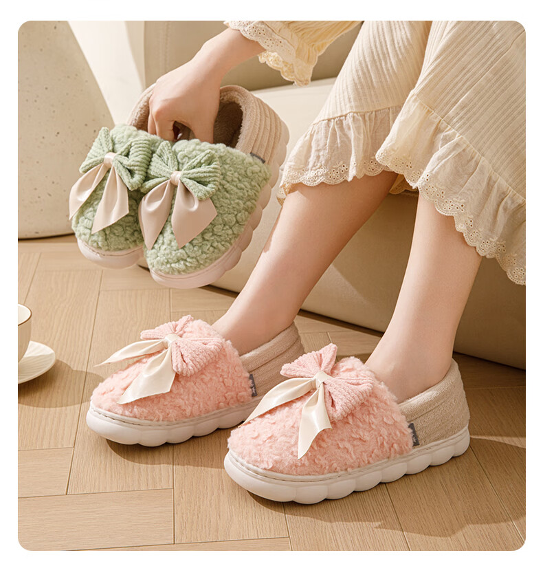 Taxiang Cotton Slippers for Men And Women, Indoor Home Use, Thick Sole, Warm Plush Cotton Shoes TR239 13