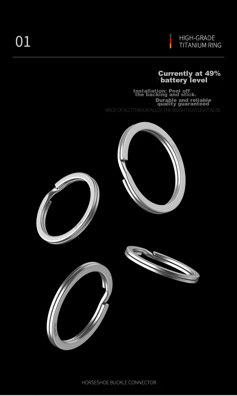 Laiben Titanium Alloy Key Ring, Keychain Ring, Quick-Release Hook, Car Flat Ring, Round Key Ring, Accessories 4