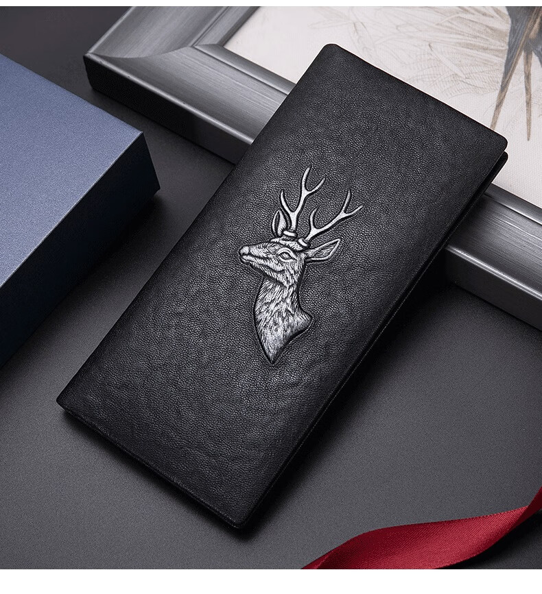 Meizhouyeniou Men's Long Wallet, Genuine Leather Business Casual Deer Head Logo Multifunctional Purse, Birthday Gift for Boyfriend 15