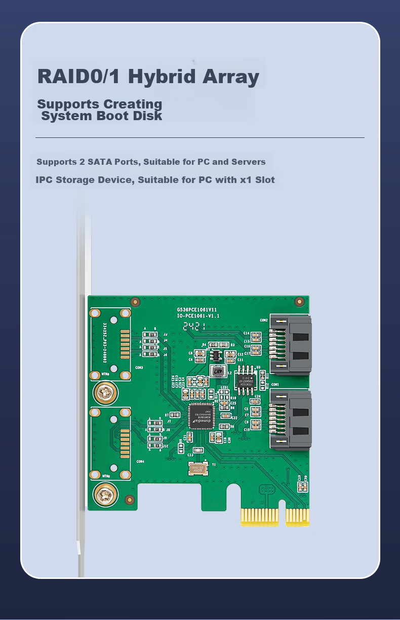 EB-LINK PCIe to SATA Eight-Port SAS Expansion Card, 8-Port RAID Disk Array Card, HDD SSD Solid State Drive Adapter Card, Can Be Used As System Drive, Supports RAID0/1 7