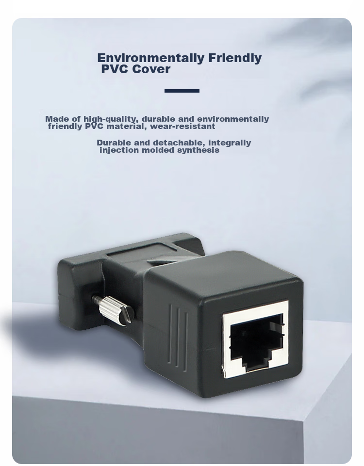 HAILE VGA Male to Network Port RJ45 Adapter, Ethernet Cable to VGA Converter, Monitor to Network Cable Connector, VGA Extender up to 20 Meters, One Pack, HZ-VGA 7