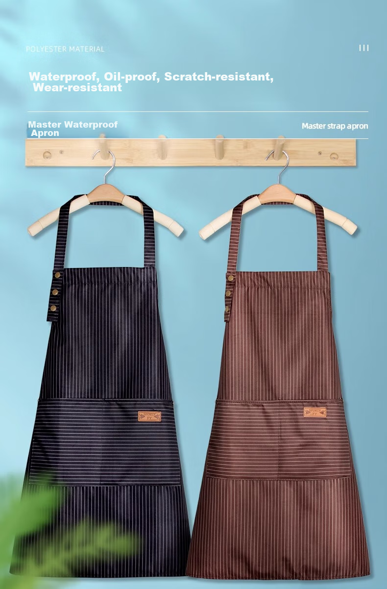 PINYU Apron, Kitchen Waterproof And Oil-Resistant, Household Cover-Up, Adjustable Workwear, Labor Protection, Housework, Cooking, Cleaning Master, Blue 1