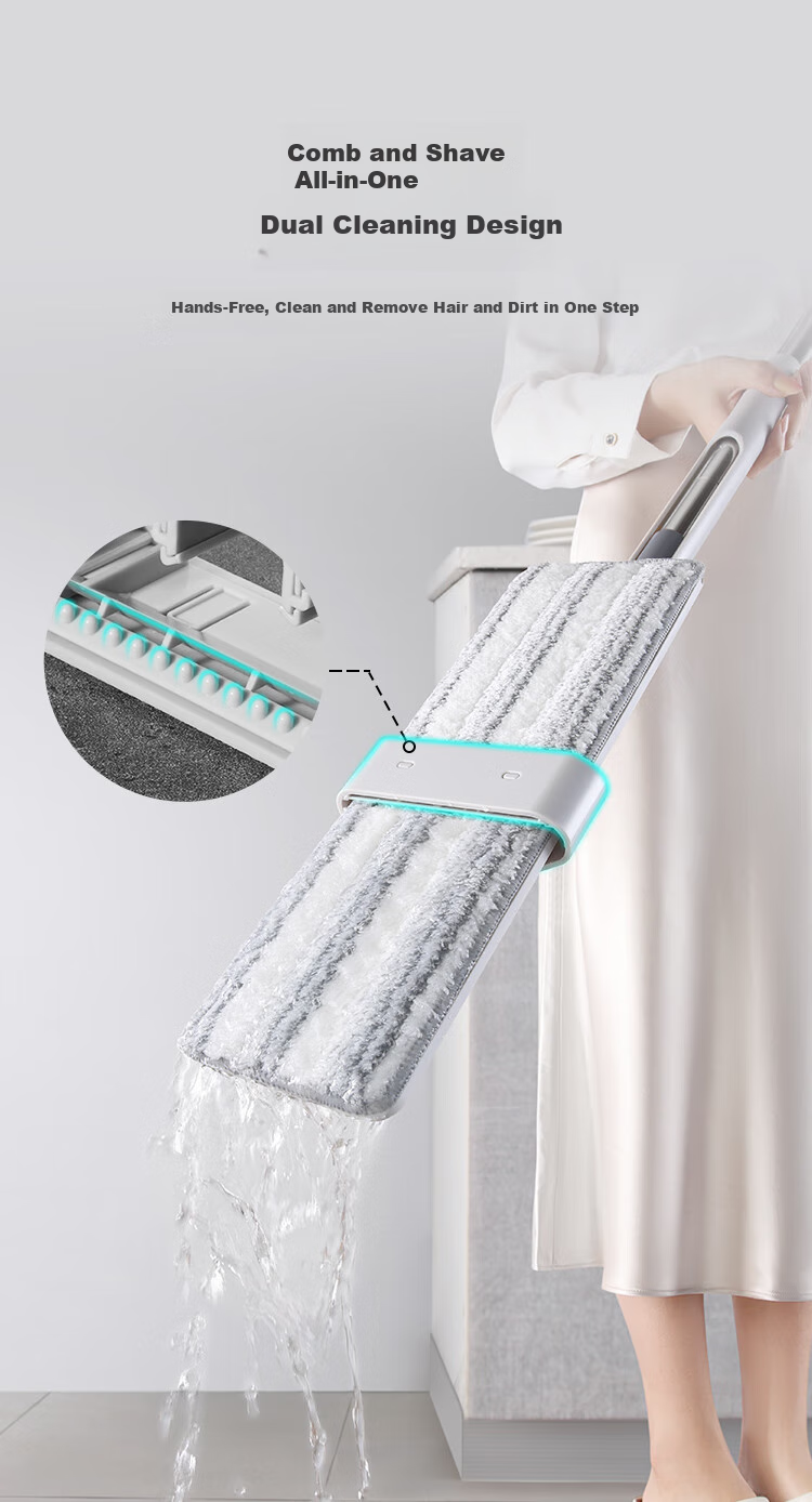 JD Original Antibacterial Upgraded Flat Mop 36cm, Hands-Free Household Floor Cleaning Tool, No Water Marks, Includes 2 Mop Cloths 5