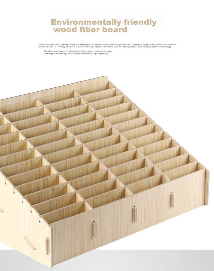 Jinlongxing Wooden Desktop Organizer Box with Multiple Compartments for Phone Storage, Office Meetings, Classroom Organization And School Supplies, 48 Slots 2
