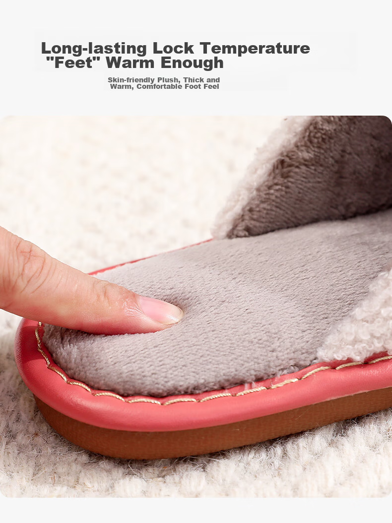 GUOLUOFEI Waterproof PU Leather Cotton Slippers for Men And Women, Winter Outdoor Wear Non-Slip Indoor Maternity Shoes Home Cotton Shoes, Black, Size 44/45 6