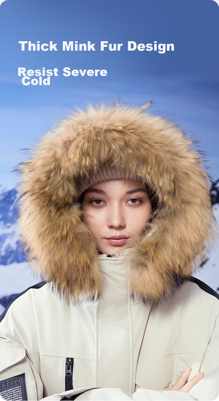 JD Original Imported Extreme Cold 95% Goose Down Jacket, 800 Fill Power, Triple Protection down Coat, Men's And Women's Winter Mid-Length Outerwear, Khaki Color, Size S 17