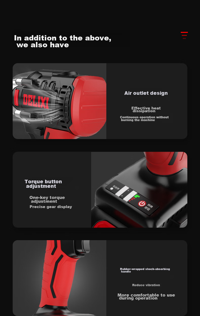 Deli Xidianqi Brushless Electric Wrench, Lithium Battery Electric Impact Wrench, Auto Repair And Maintenance Kit, Power Tool Wrench, High Torque Impact Wrench 16