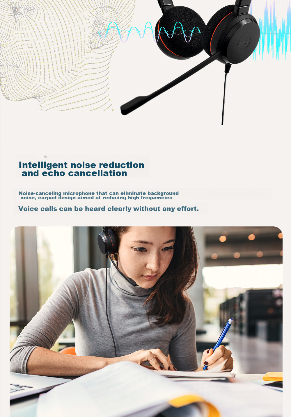 Jabra Evolve 20 MS USB Single-Ear Headset with Active Noise Cancellation for Online Meetings, Office Work, And Online Education Training 8