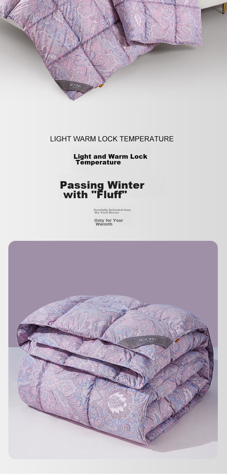 BEYOND Home Textiles down Comforter Antibacterial Washable 95% White Goose Down Winter Quilt 1000g Filling 220*240cm 10