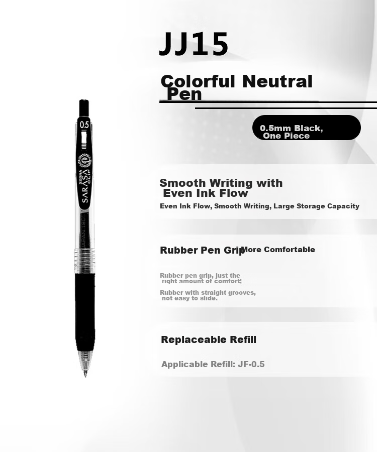 ZEBRA JJ15 Learning Combination Set 13, 0.4mm/0.5mm Student Exam Gel Pens, Office Pens, New Customer Recommendation Series, Pack of 5 2