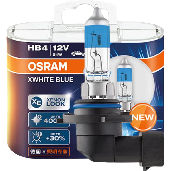 OSRAM Automotive Headlights High Beam Low Beam Halogen Lamp Bright White Blue HB4(9006) [4000K] 12V 51W